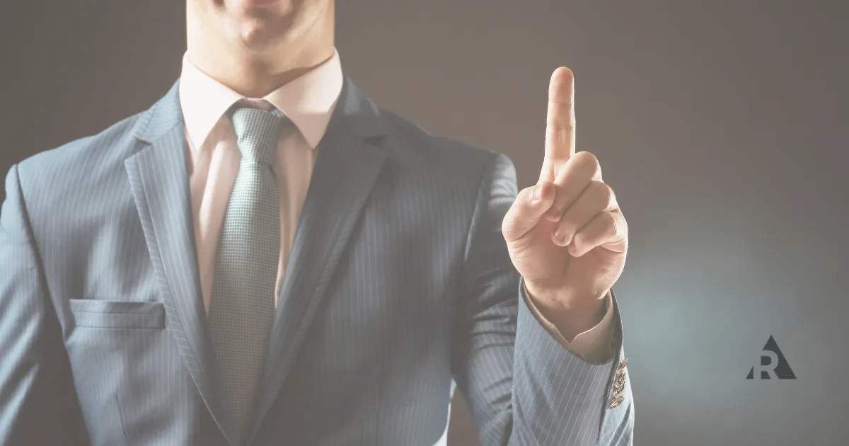 Man holding one finger up
