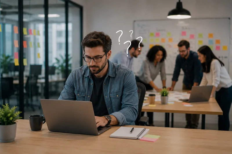 man taking Scrum quiz