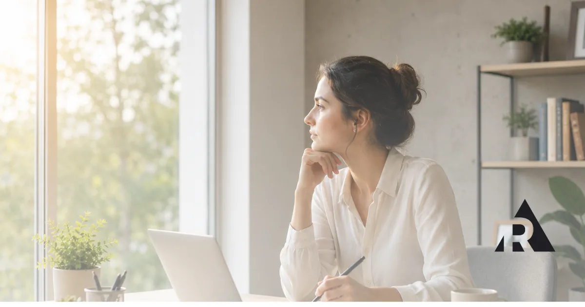 Professional reflecting on work purpose
