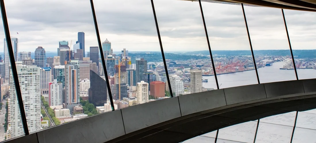 space-needle-view View from the Space Needle in Seattle